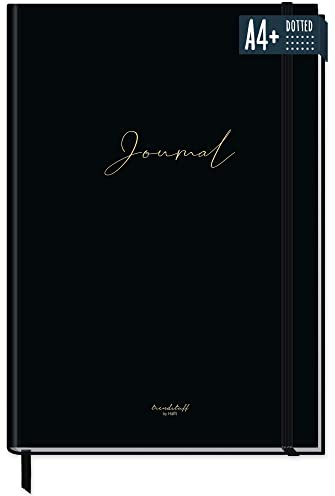 paper&you® Bullet Journal dotted A4+ mit Gummiband Black Edition 156 Seiten, Notizbuch gepunktet, Skizzenbuch, Tagebuch - nachhaltig & klimafreundlich
