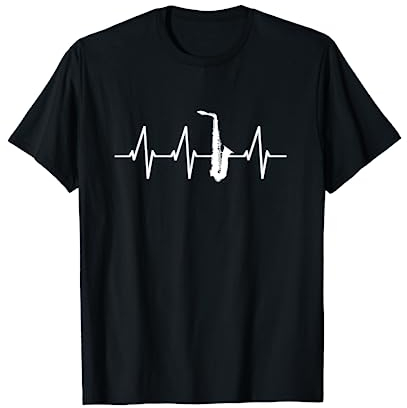 Saxophon Herzschlag Heartbeat Saxophonist T-Shirt
