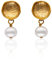 Tamii - Perlen-Ohrringe matt gold, Ohr-Stecker mit Süßwasserperle, schlichte runde Form, Handmade Perlenschmuck, Damen Schmuck, Geschenk für Sie