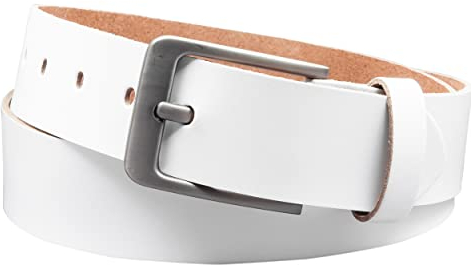 Vascavi Ledergürtel, 4 cm breit, Echtes Leder, Unisex Gürtel für Damen und Herren, MADE IN GERMANY, AM565-SL-Weiss-100