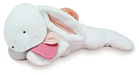 Doudou et Compagnie Riesiges Plüschtier Hase Happy Boho – Weiß & Terracotta – 80 cm – Kollektion Happy Doudou – Plüschtier XXL weich – Geschenkidee für Kinder und Geburt Baby – DC3858