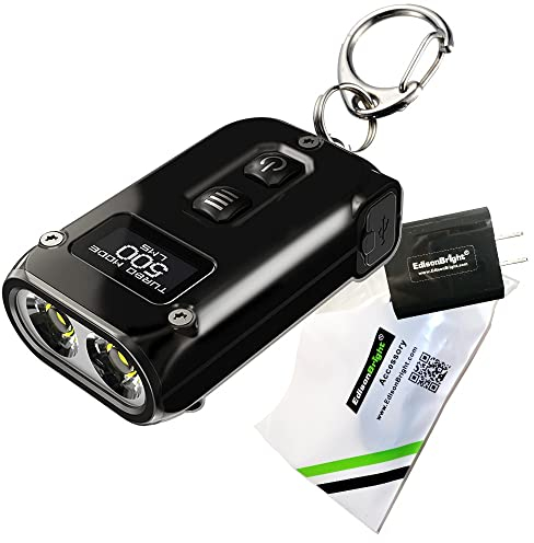 EdisonBright Nitecore TINI2 SS Acciaio Inox 500 Lumen USB Ricaricabile LED Portachiavi Luce Adattatore di Ricarica