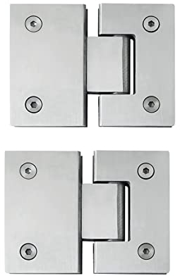 ZZSRJ 2 Stück 180 Grad Glastür Schrank Vitrine Schrank Glas Duschtüren Scharnier Ersatzteile (Farbe: Silber, Größe: 12 x 9 x 2 cm)