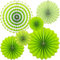 Ruidee 6Pcs Hanging Paper Fan Decorations, Colorful Fans for Parties, Carnivals, and Birthdays (Green)