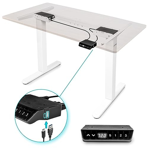 Duronic TM61 WE Schreibtisch | Höhenverstellbares Tischgestell bis 120 cm | elektrisches Tischbein mit 2 Motoren | Bedienteil mit 3 Speicherplätzen | Sitz-Steh-Schreibtisch für Home-Office und Büro