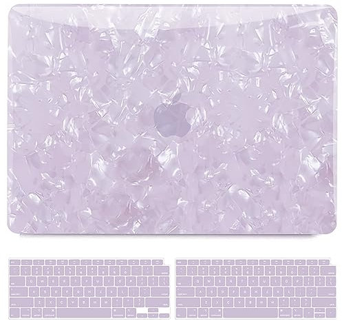 B BELK Kompatibel mit MacBook Air 13 Zoll Hülle MacBook Air M1 Hülle 2022 2021 2020 2019 2018 A2337 A2179 A1932, Laptop Kunststoff Hartschale + 2 Tastaturabdeckung, Glitzer Perlglanz-Muschelmuster