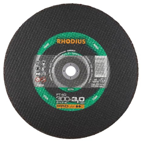 Rhodius leistungsstarke Trennscheibe FT40 für Einsatz auf Benzin- und elektrischen Trennmaschinen, 300 x 3,0 x 20,00 mm 25 Stk