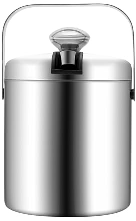 SuhoFutus Eiswürfelbehälter 1.3L mit Zange & Deckel, doppelwandig aus rostfreiem 304 Edelstahl, isolierter Eiseimer mit Griff für Picknicks, BBQ & Partys. Hält Eis & Getränke bis zu 6h lang kalt
