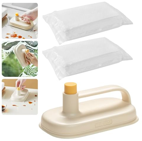 BoloShine Cepillo de Limpieza Mágico con 100 Paños Limpieza Microfibra Desechables, Kit de Productos Limpieza Cocina con Trapos para Baños Encimeras Ventanas