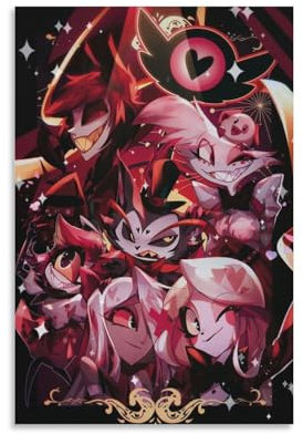Generisch Hazbin Hotelposter Anime-Kunst-Tapete (6) Kunstwerke auf Leinwand Poster Wandkunstdrucke Zuhause moderne Dekoration 50 x 75 cm