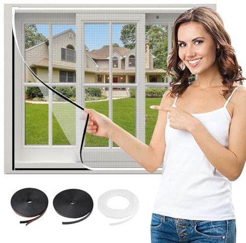 Everpwr 130x100CM Adjustable Fly Screens for Window, Magnetic Fly Screen Window Bug Screen Net Mosquito Net Window Insect Mesh for Windows, Fits Any Size Smaller