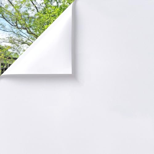Lifetree Oscurecer Vinilo Ventana Privacidad Anti Sol 45x200cm - LáMina para Cristales Autoadhesiva y Sin Adhesivo Bloquea La Luz y Protege contra los Rayos UV Ideal para Dormitorios, Blanco