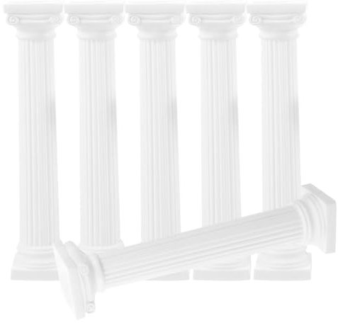 Amosfun 6pcs Roman Column Model Centerpiece Column Planter Column Pot Roman Pillar Photo Props Roman Pillar Statue Roman Columnas Romanas De 14 Pulgadas Plastic White