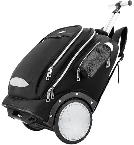 Rucksack mit Rollen, Rucksack Trolley doppelt verstärktem Teleskopgriff, leichtes Hinauf- und Hinuntergehen von Treppen, Handgepäck-Rucksack mit Laptopfach für Geschäftsreisende und Pendler, Schwarz