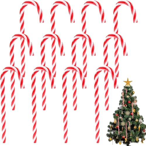 12 Stück Zuckerstangendekoration,Zuckerstangen Weihnachtsbaum,Zuckerstangen Anhängen,für Weihnacht Dekoration,Weihnachtsbaumschmuck,Weihnachtsgeschenkdekoration (9cm)