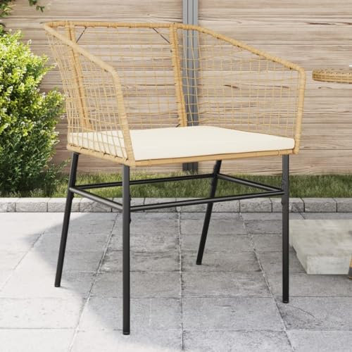 Tidyard Gartenstühle 2 STK. Gartenstuhl Campingstuhl Balkonstuhl mit Kissen Braun Poly Rattan2 54