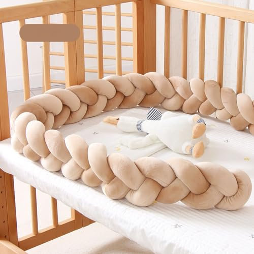 WLXFF Bettschlange Geflochten, Baby Nestchen Bettrolle Stillkissen, Babybett Kantenschutz Bettumrandung Knotenkissen, Baumwolle Bequem Bettschlange Baby, Bettschlange, Nestchenschlange,B,150 cm