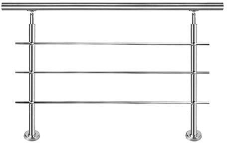 Froadp 120cm Treppengeländer Edelstahl Winkelverstellbar Handläufe mit Kugelring und 2 Pfosten Innen Stange Geländer-Set für Treppen Terrassen Brüstung (3 Querstäbe)