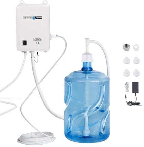 Water Bottle Pump 3.8 L/min, Electric Water Dispenser Pump 1 Gallon, with 6 m Water Pipe, Water Jug Pump with Single Inlet for AC 115 V, 230 V DC 12 V