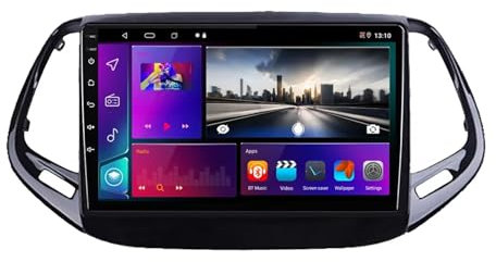 Autoradio stereo a doppio DIN da 10 pollici Android 14 per Jeep Compass 2017-2019 con telecamera di backup wireless Carplay AHD Bluetooth controlli al volante di navigazione GPS touch screen (T100