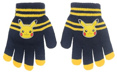 CARTOON Pikachu Pokémon Handschuhe Ein Paar Winterhandschuhe für Kinder Einheitsgröße, blau, Einheitsgröße
