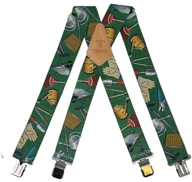 Tomahawk Heavy Duty Braces, Adjustable, Unisex Suspenders, Strong Clasp (Garden Tools And Grass)