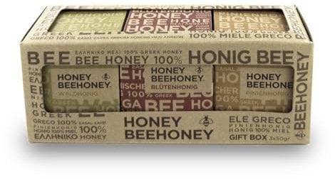 Honig Luxus Set zertifiziert und geprüft im Glas 3 Sorten Gourmet Honig aus Griechenland 3x50g