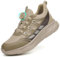 BAXIWUY Sicherheitsschuhe Herren Arbeitsschuhe Damen Sportliche Leicht Atmungsaktiv Schnürsenkel Schnellverschluss Drehverschluss Stahlkappenschuhe Khaki, 45 EU