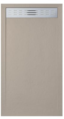 FRASCIO Duschwanne 90 x 160 cm mit seitlichem Gitter Line Slim Moka Ral 1001 aus Kunstharz und Marmorpulver mit Ablaufgarnitur