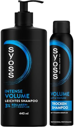 SYOSS Shampoo Intense Volume Shampoo (440 ml) Haarshampoo spendet bis zu 48 h langanhaltendes Volumen & Trockenshampoo Volume Lift & Texture (200 ml) mehr Fülle & Textur ohne Rückstände