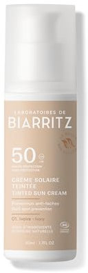 Laboratoires de Biarritz - Getönte Sonnencreme Gesicht - Elfenbein - LSF50 Bio-zertifiziert - Hydriert, mattiert, sorgt für ein gesundes Strahlen - 50 ml - Made in France