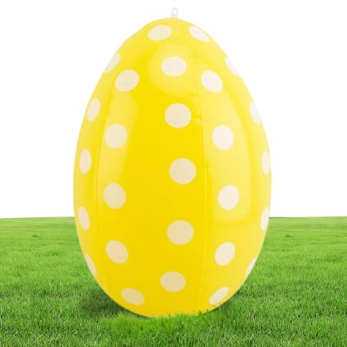 LQTSLFM Aufblasbare Ostereier, 40 cm Groß Aufblasbar Ostern Ballons, PVC, Aufblasbare Ostereier für den Außenbereich für Rasen, Garten, Terrasse (Gelb)