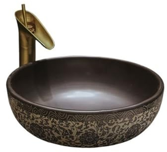 Lijiaxiuyc-101 Lavabo À Poser Bassin d'art Antique, lavabo Rond à comptoir, ménage Jingdezhen, lavabo en céramique, lavabo de Salle de Bains Vasque