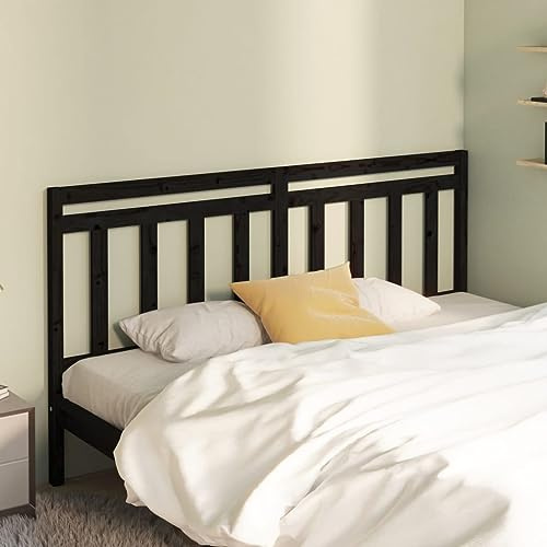 Owoxanthellate Bett Kopfteil Schwarz 206x100 cm aus massivem Kiefernholz Modernes Design Robuste Rückwand für Boxspringbett ohne Kopfteil Schlafzimmer Deko
