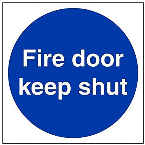 V Safety Fire Door Keep Shut Mandatory Sign - 150mm x 150mm - 1mm Rigid Plastic