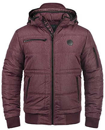 Blend BHBoris Herren Winterjacke Steppjacke Jacke gefüttert mit abnehmbarer Kapuze Reißverschlusstaschen Regular fit, Größe:XL, Farbe:Wine Red (73812)