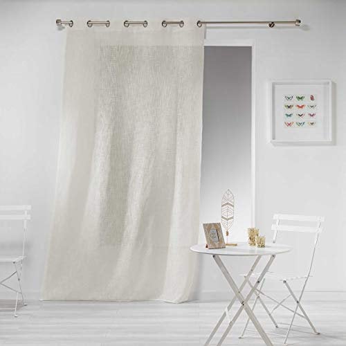 Douceur d'Intérieur Haltona Panneau A Oeillets Effet Lin Tisse Haltona Polyester, Naturel, 240x140 cm