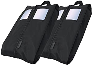 Travel Dude Schuhtaschen 2er Set | schwarz | mit transparentem Fenster | wasserabweisend, Ultraleicht & staubdicht | Schuhbeutel für kleine & große Schuhgrößen | zum Aufbewahren im Koffer