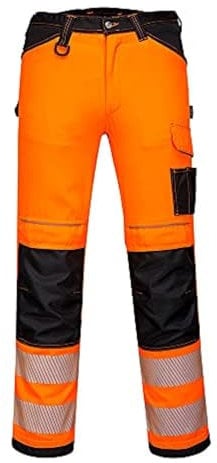 Portwest PW340 Men's PW3 Hi Vis Work Trousers Orange/Black, 38