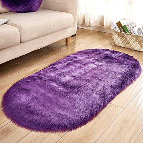 CULASIGN Teppich Wölkchen Lammfell-Teppich Kunstfell Schaffell Wohnzimmer Schlafzimmer Kinderzimmer für Bett Vorleger Matte Stuhl Sofa (Lila,60 * 120cm)