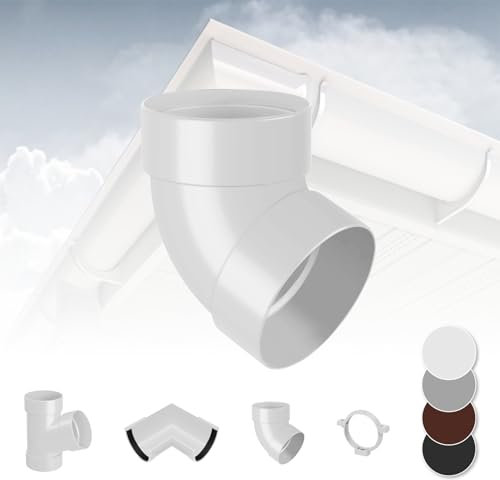 RAINWAY S Regenrinnen System (Rohrbogen 67° zweifach weiß) - PVC-U Kunststoff in 4 Farben, für Dachflächen < 100m² empfohlen, Eckstück Bogen 67 Grad