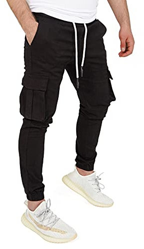 PITTMAN Cargohose Schwarz Bekleidung Herren Hosen mit Gummizug Jogger Pants Chino Jagd Bekleidung Giga, Schwarz (Black 194008), W31/L34