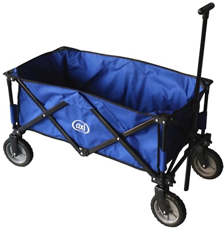 AXI AB110 Faltbarer Bollerwagen Gartenwagen in Blau | Klappbarer Handwagen, Faltwagen für Garten & Transport, Maße 100 x 50 x 61 cm, Traglast bis 80 kg