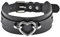 Aabellay Breit Lederhalsband Halskette Herz Form Damen Leder Choker Metall Ring Halsband Gotik Punk Rock Lederband Einstellbar Kragen - Schwarz mit Silber Herz