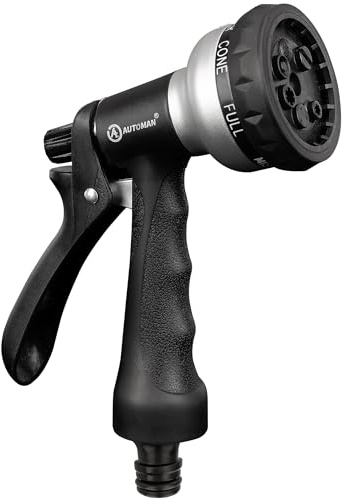 AUTOMAN Hose Pipe Spray Gun, 7 Patterns Garden Hose Spray Gun, High Pressure Hose Nozzle, Anti-Slip Water Hose Gun for Plants & Lawns Watering, Car & Bike Washing and Pets Bathing
