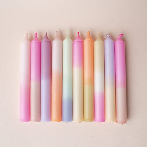 MADAM ERLE | 10er-Set Dipdye kleine Geburtstagskerzen | FRIEDA | handgemachte Kerzen für Geburtstagszug| neon-pastell farbig | bunt | Kerzen Kinder-Geburtstag |