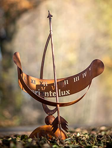 itsisa Grosse Sonnenuhr im Rost Design - Rostfigur für den Garten, Gartendeko, Terrassendeko, Edelrost