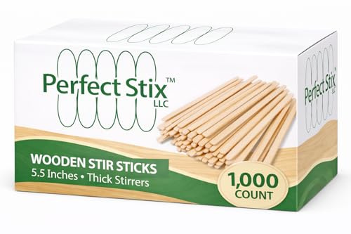 Perfect Stix Premium Wooden Coffee Stirrer Sticks, Thick Birch Wood 1000 Count, 5.5 Inches. Eco-Friendly Wooden Stirrers (5.5Inches / 1000PC)