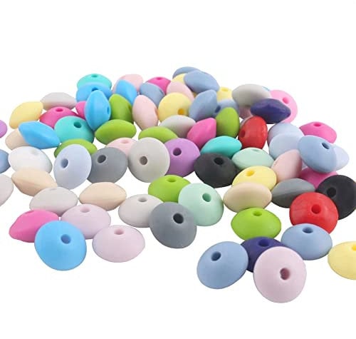 JIHUOO 50 Pcs 12mm Multicolor Silicone Round Beads for Jewelry Making