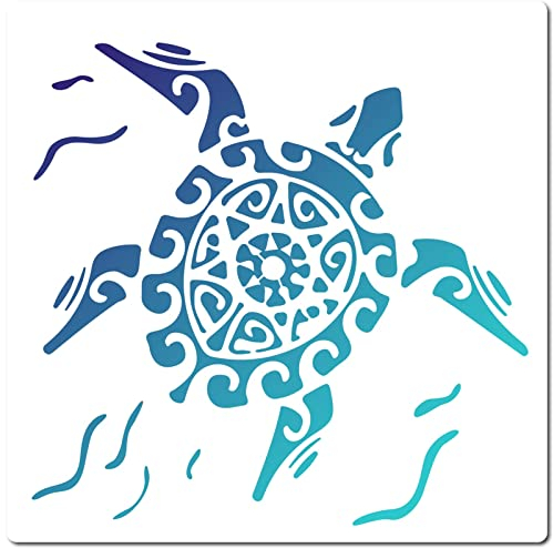 GORGECRAFT Grande Tortue Pochoirs 30 * 30cm Réutilisable Animal de Mer Pochoir Océan Modèle Signes Maison Décoration Murale pour Peinture Sur Bois Mur Scrapbook Carte Plancher Toile Dessin